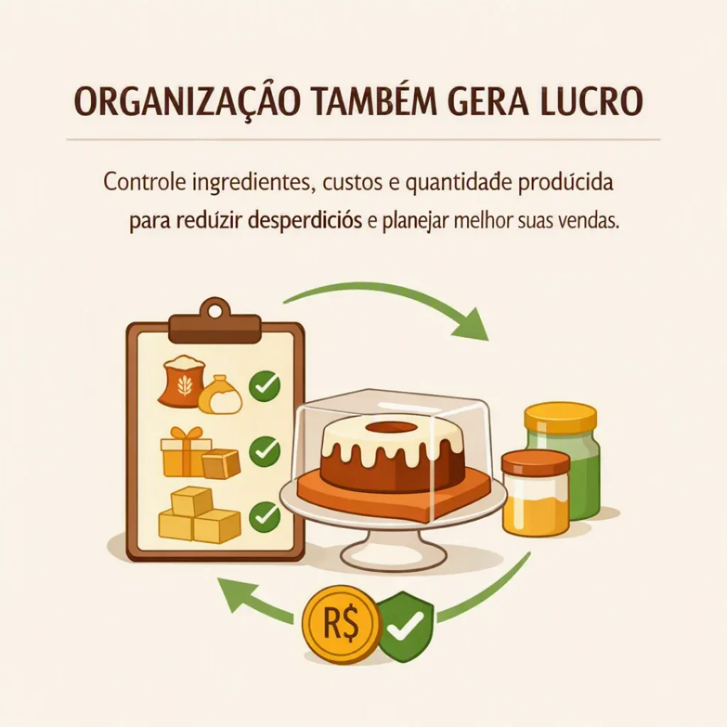 Organização da produção para controlar ingredientes e evitar desperdícios