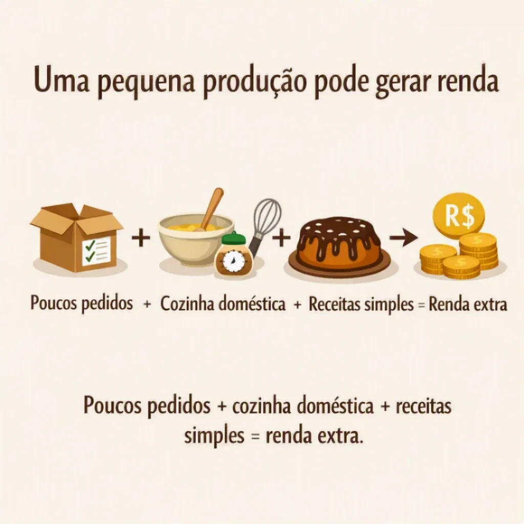 Pequena produção de bolos caseiros como possibilidade de gerar renda extra em casa