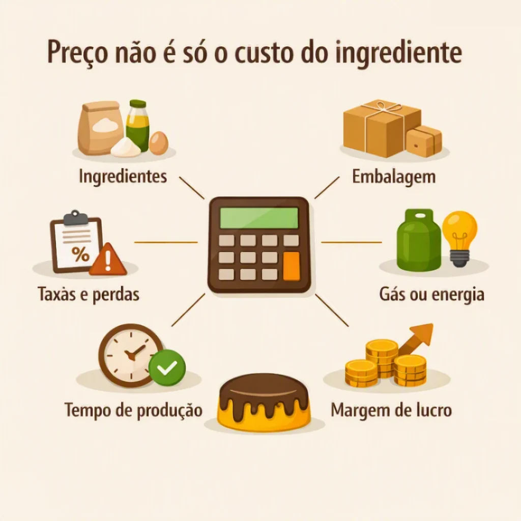 Principais custos considerados na precificação de bolos caseiros para definir o preço de venda