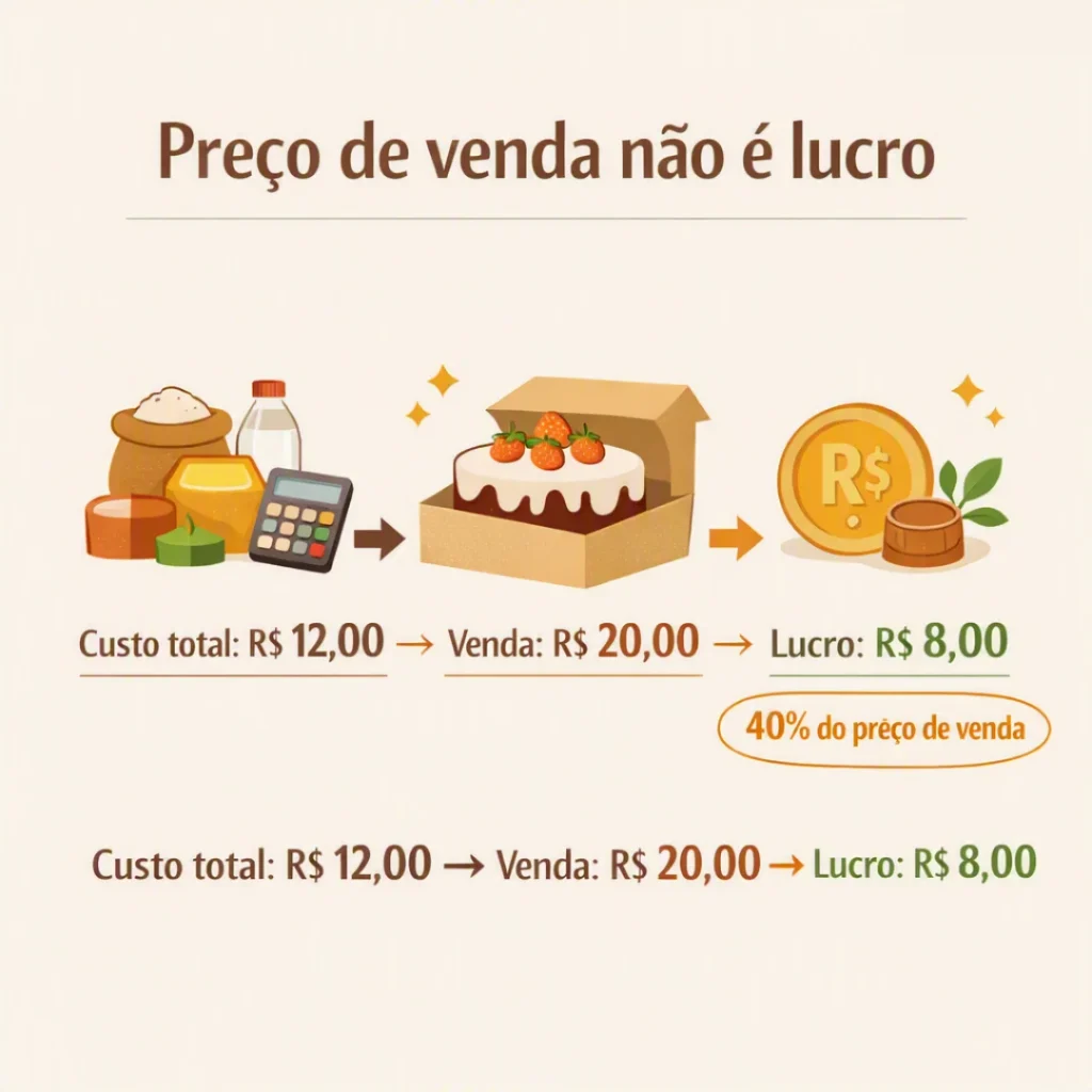 Cálculo do preço de venda e lucro de um bolo