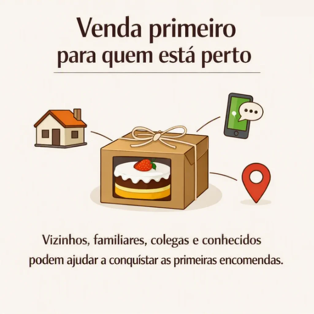 Venda os primeiros bolos para vizinhos, familiares, colegas e conhecidos