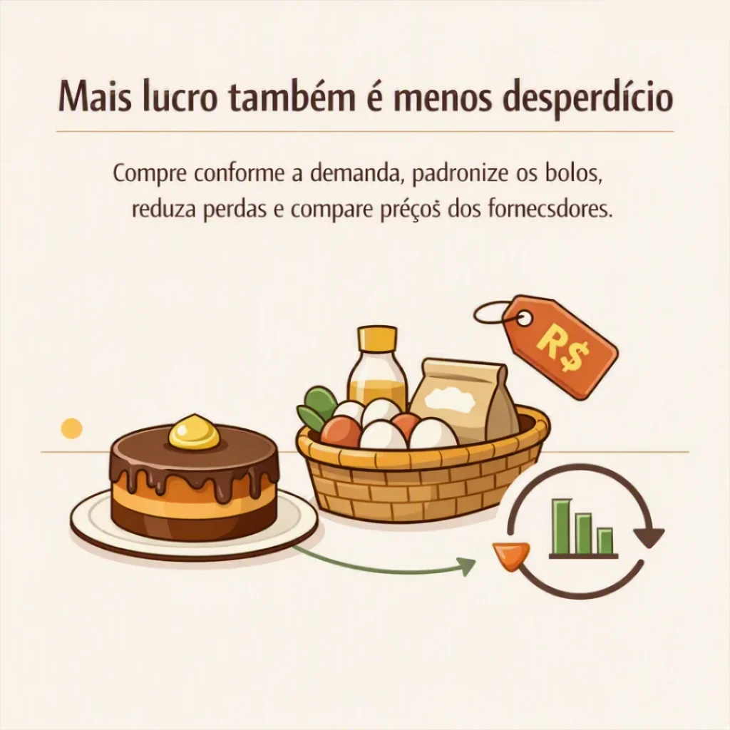 Estratégias para aumentar o lucro dos bolos controlando custos, desperdícios, compras e preços