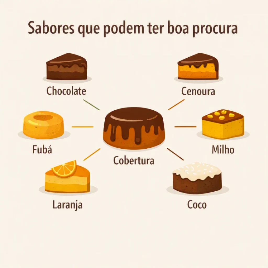 Sabores de bolos caseiros que podem atender diferentes ocasiões e facilitar as primeiras vendas